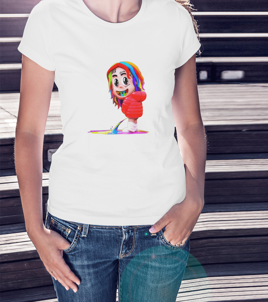 Sixnine Rainbow Hair Cartoon Character Merch T-Shirt