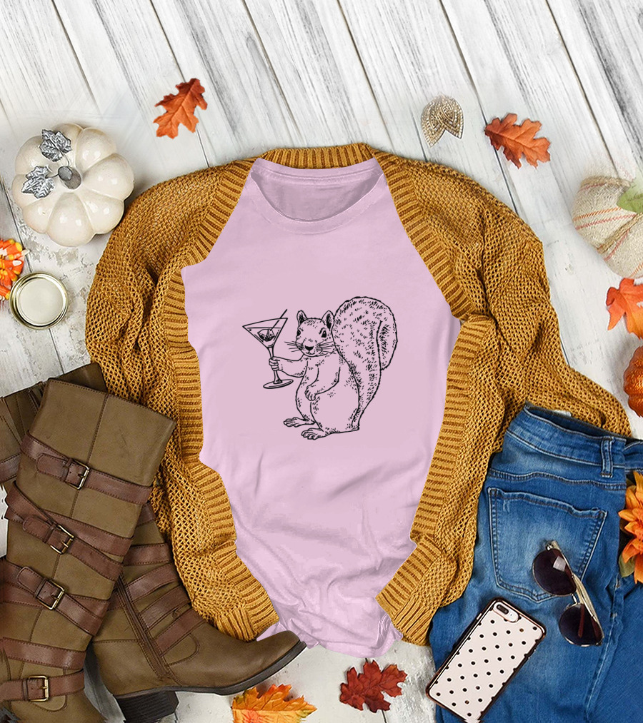 Planet Money Squirrel Holding Martini T-Shirt