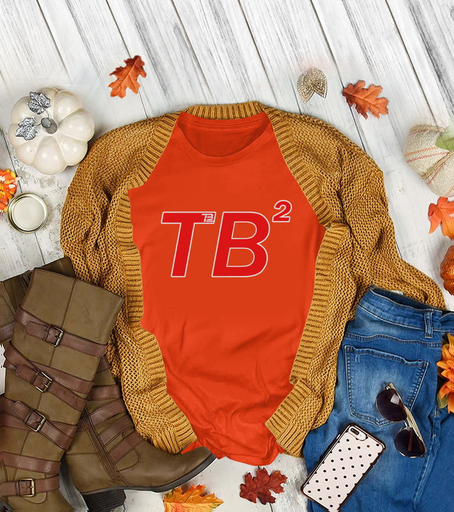 TB² TB12 Red and White Icon on Orange Background T-Shirt