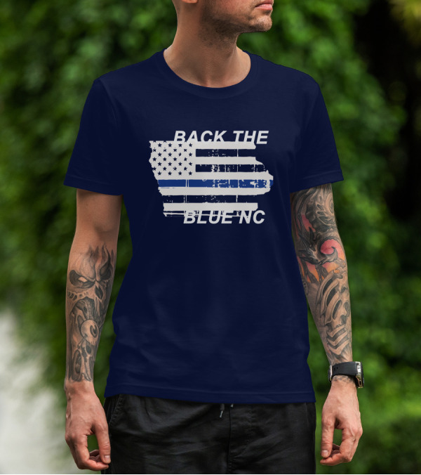 BACK THE BLUE NC American Flag T-Shirt