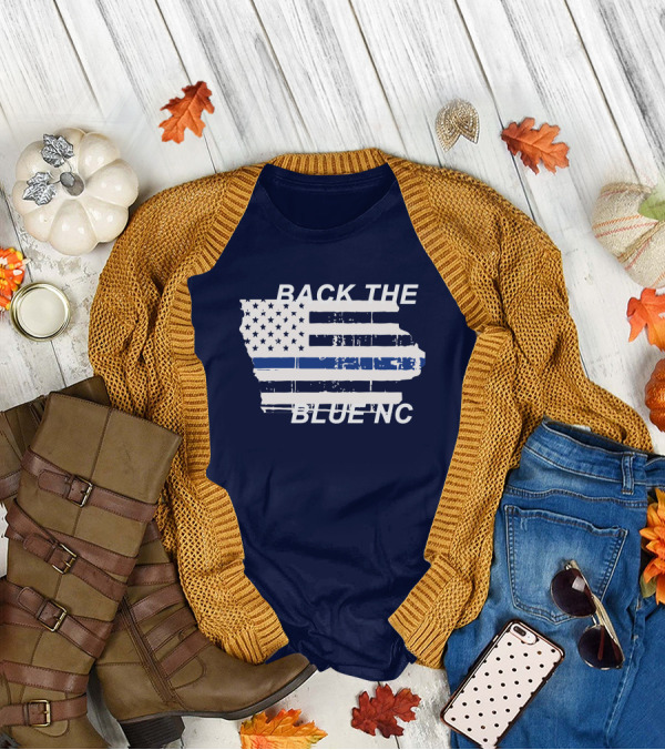 BACK THE BLUE NC American Flag T-Shirt
