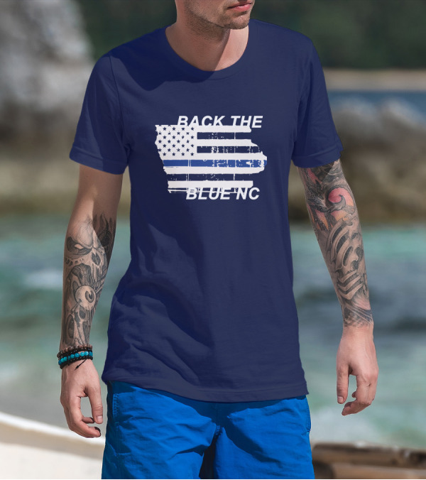 BACK THE BLUE NC American Flag T-Shirt