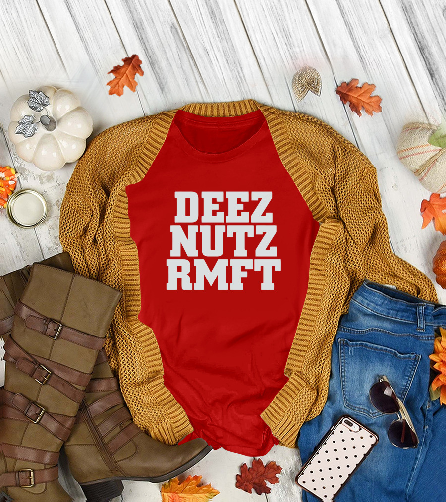 Deez Nutz RMFT Joke Phrase Bold Text T-Shirt