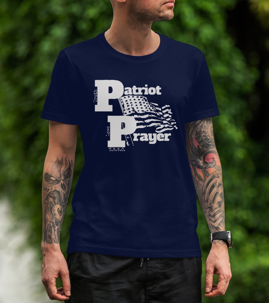 Truth Love Patriot Prayer T.B.W.C. American Flag T-Shirt