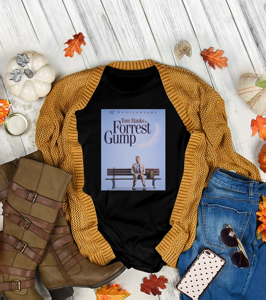 25th Anniversary Tom Hanks is Forrest Gump Feather Bench T-Shirt