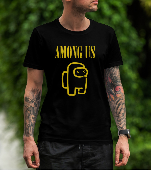AMONG US Yellow Character Outline With X Eyes T-Shirt