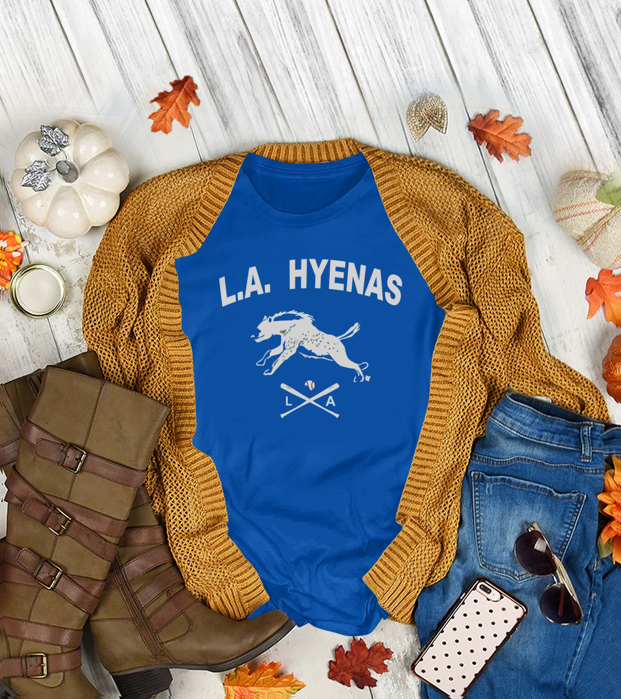 L.A. Hyenas Los Angeles Baseball Hyena with Crossed Bats T-Shirt