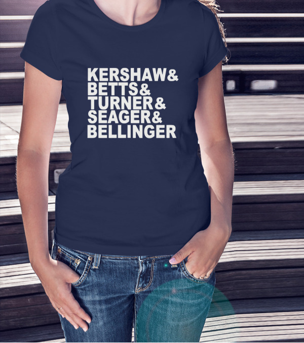 Kershaw Betts Turner Seager Bellinger Dodgers Fab Five T-Shirt