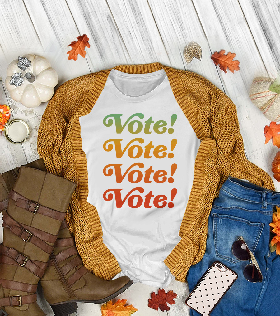 Wittmore Vote Multicolor Gradient Repeated Text T-Shirt