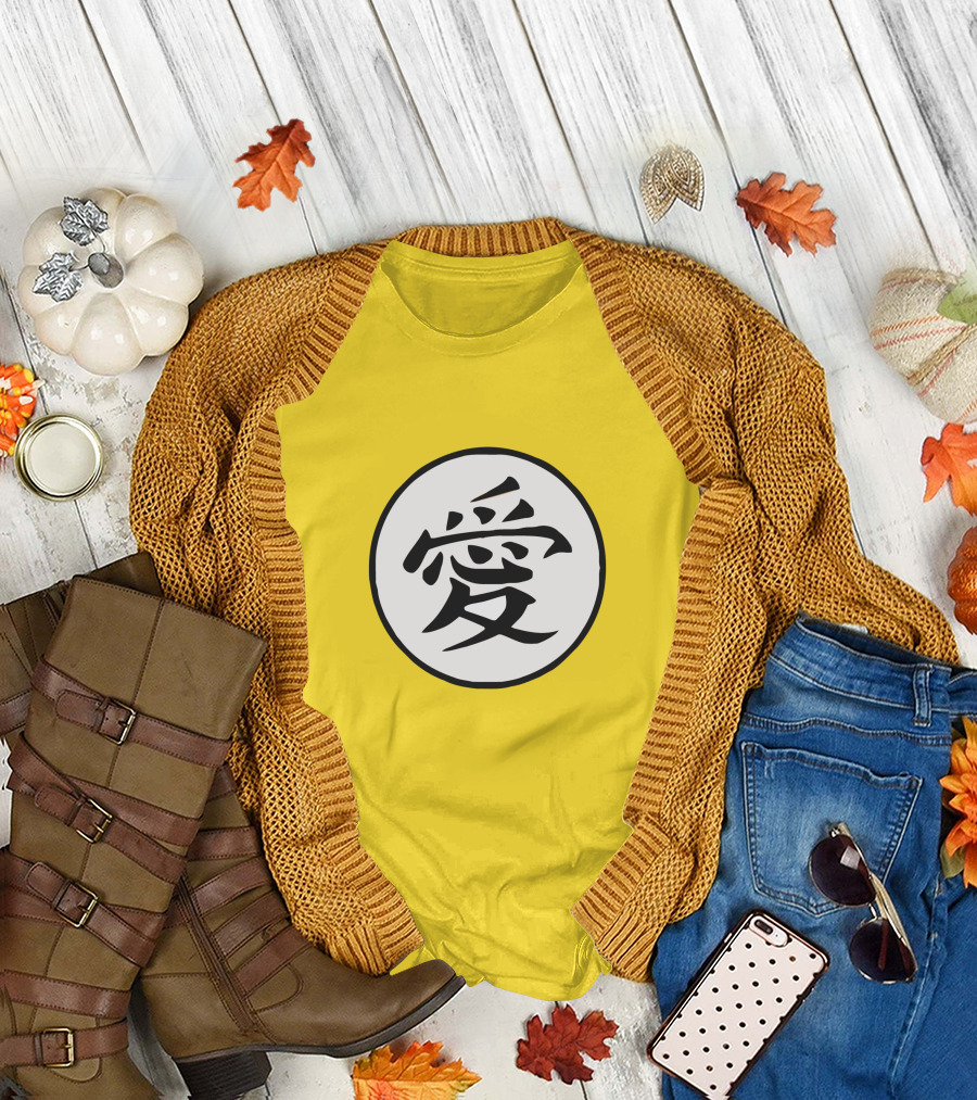 CalebCity Merch Love Kanji Symbol Yellow Circle T-Shirt