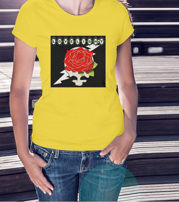 Lovelight Rose Skull With Lightning Bolt T-Shirt
