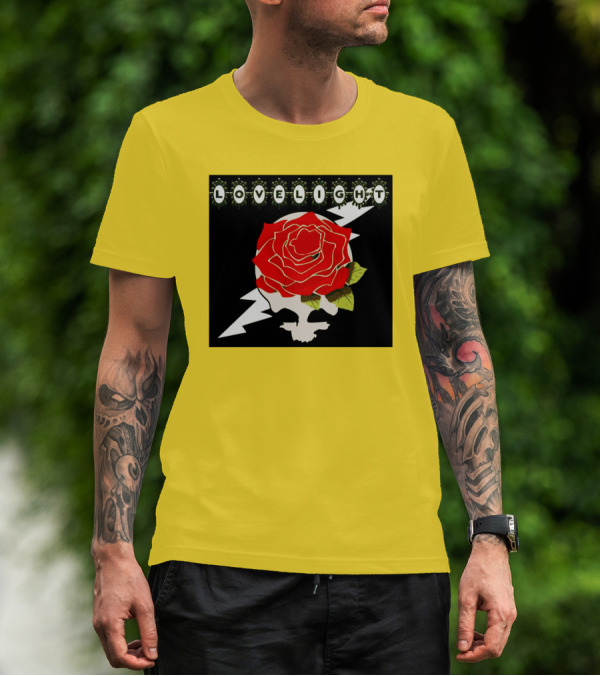 Lovelight Rose Skull With Lightning Bolt T-Shirt
