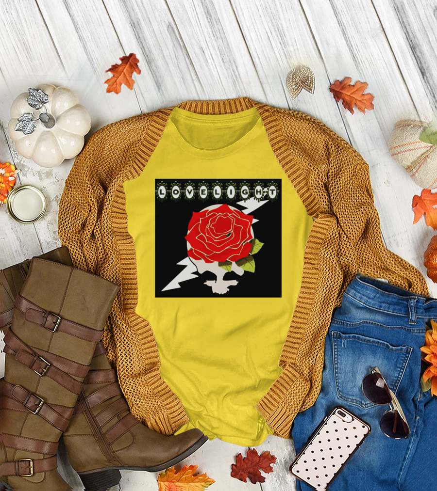 Lovelight Rose Skull with Lightning Bolt T-Shirt
