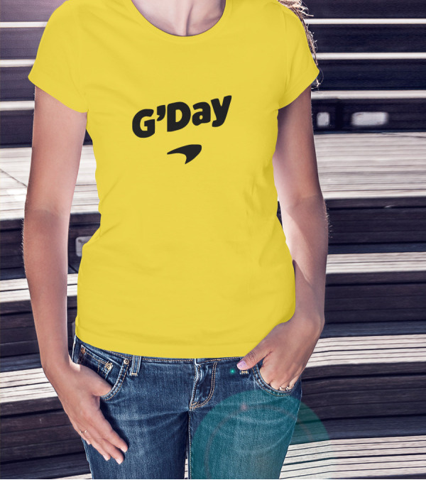 Daniel Ricciardo G'Day McLaren Logo Yellow Background T-Shirt