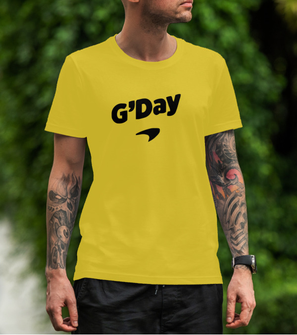 Daniel Ricciardo G'Day McLaren Logo Yellow Background T-Shirt