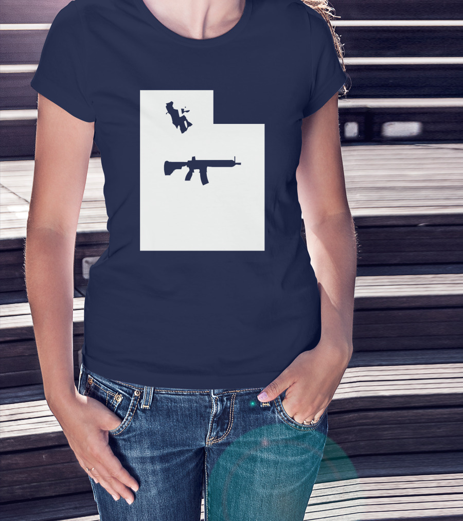 Keep Utah Tactical AR-15 Rifle And Skier In State T-Shirt