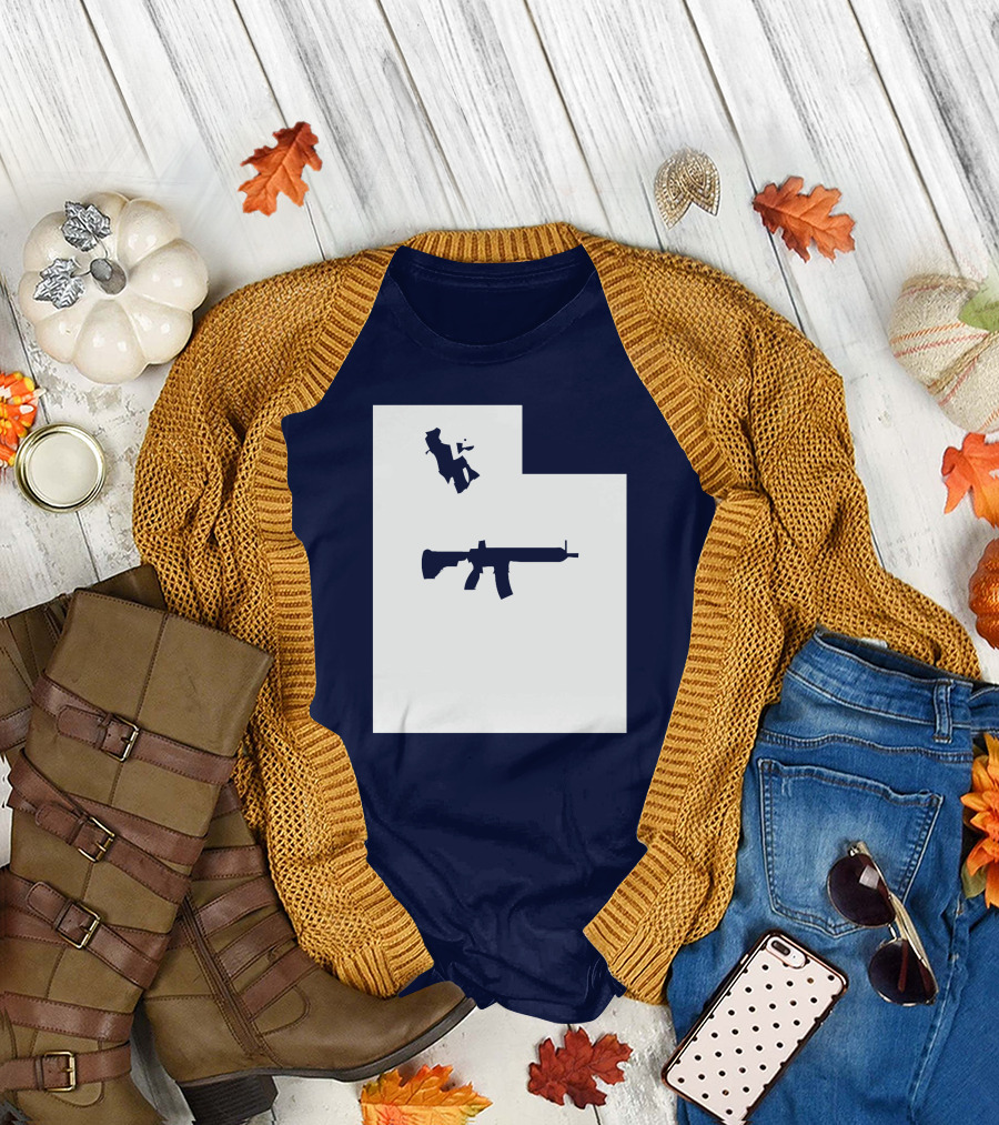 Keep Utah Tactical AR-15 Rifle and Skier in State T-Shirt