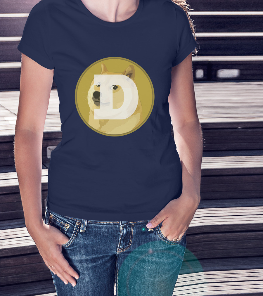 Dogecoin Dog Meme Cryptocurrency Icon D Letter T-Shirt