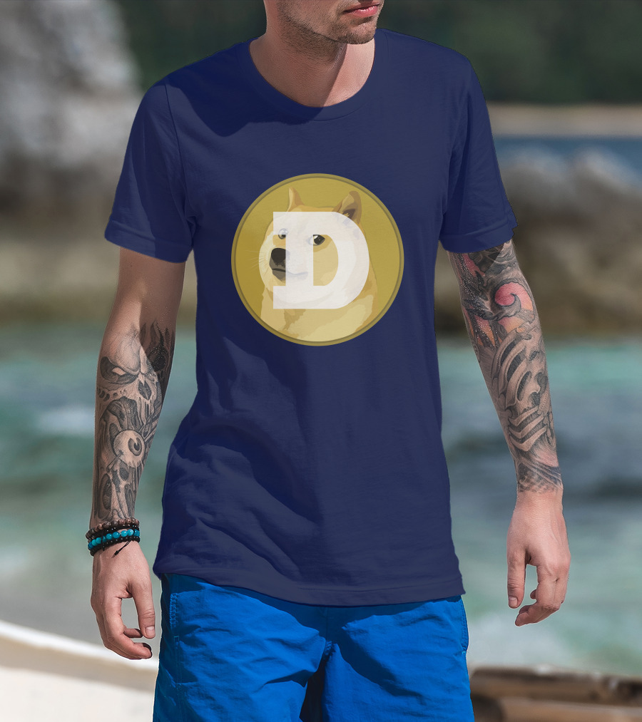 Dogecoin Dog Meme Cryptocurrency Icon D Letter T-Shirt