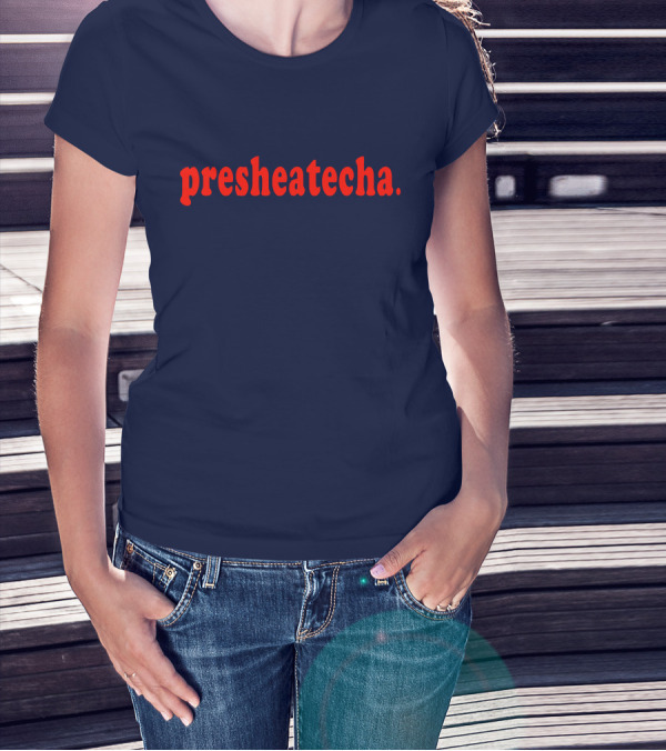 Presheatecha Thank You In Red Text On Dark Blue Background T-Shirt