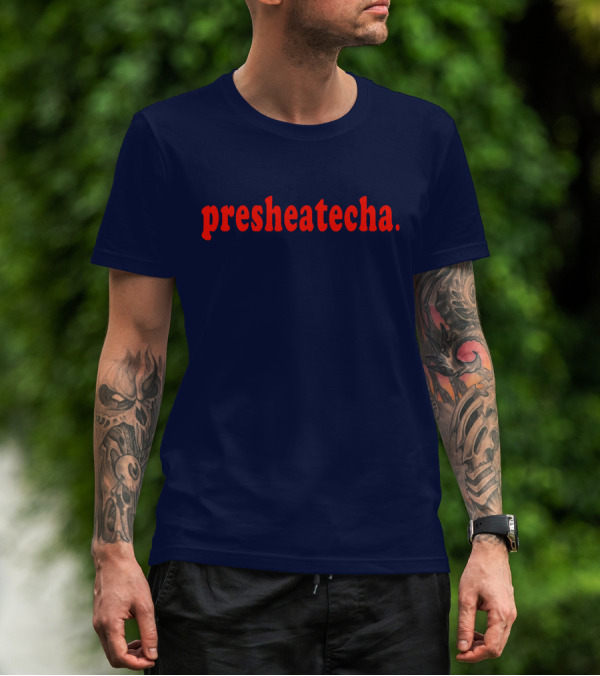 Presheatecha Thank You In Red Text On Dark Blue Background T-Shirt