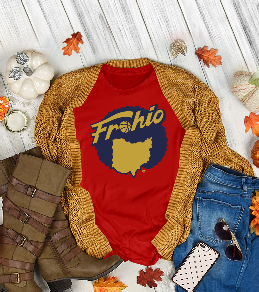Frohio Ohio Basketball Map Silhouette Red T-Shirt
