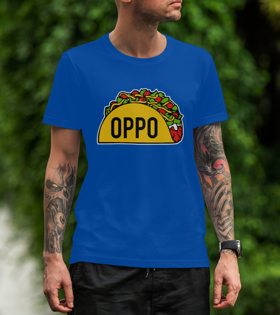 OPPO Taco Graphic On Vibrant Blue Background T-Shirt