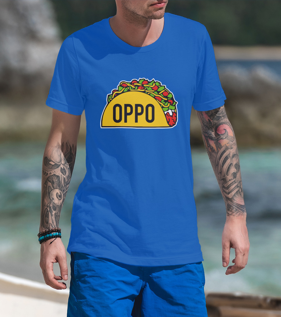 OPPO Taco Graphic On Vibrant Blue Background T-Shirt