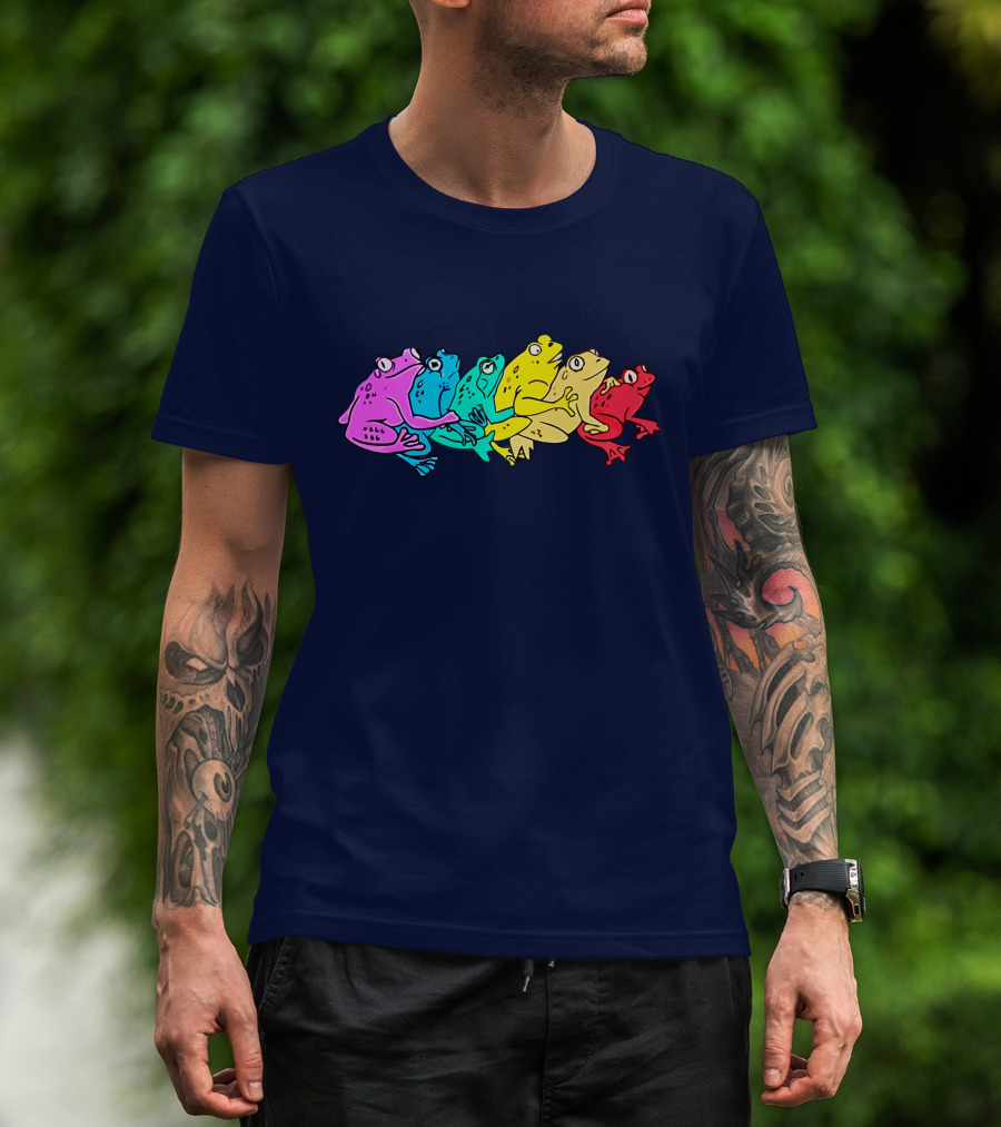 Rainbow Gay Frog Pride Colors Vibrant Frogs T-Shirt