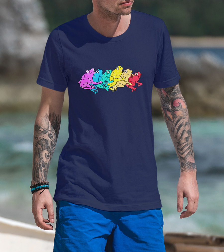 Rainbow Gay Frog Pride Colors Vibrant Frogs T-Shirt