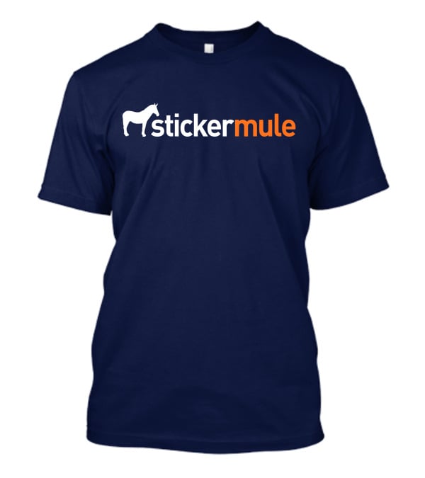 Sticker Mule White Horse Icon Navy Background T-Shirt