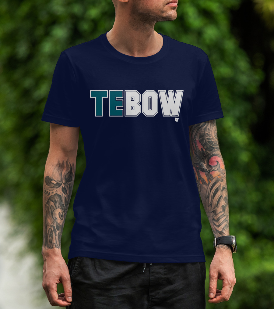 TEBOW Tim Tebow Dark Blue Block Lettering T-Shirt