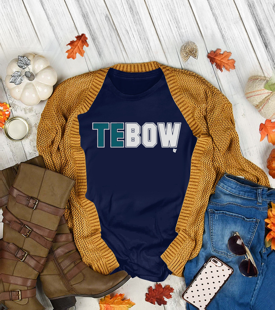 TEBOW Tim Tebow Dark Blue Block Lettering T-Shirt