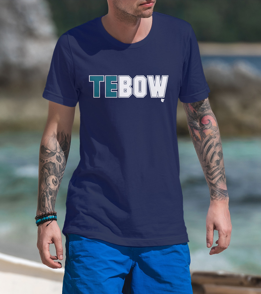 TEBOW Tim Tebow Dark Blue Block Lettering T-Shirt