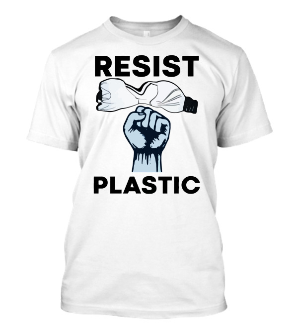 RESIST PLASTIC Raised Fist Crushing Bottle T-Shirt