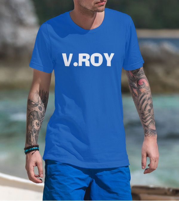 V Roy Classic Blue Typography T-Shirt