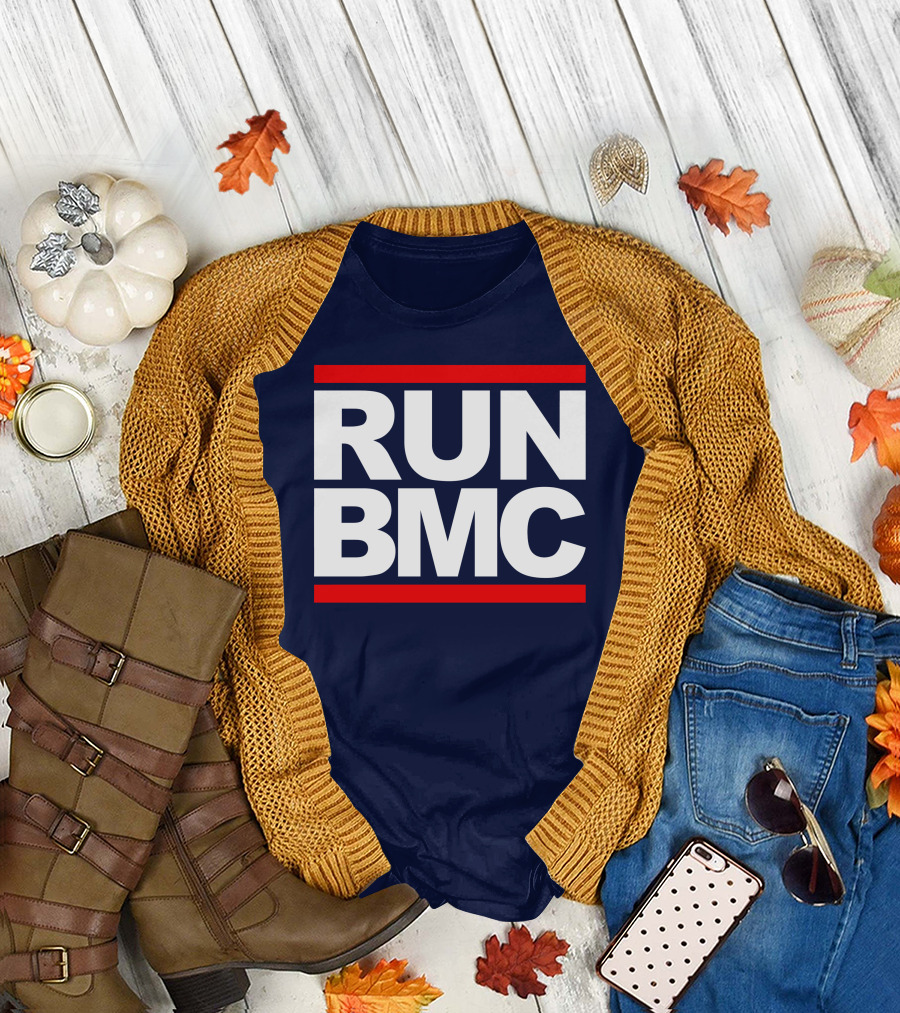 RUN BMC Bold White Text with Red Bars T-Shirt