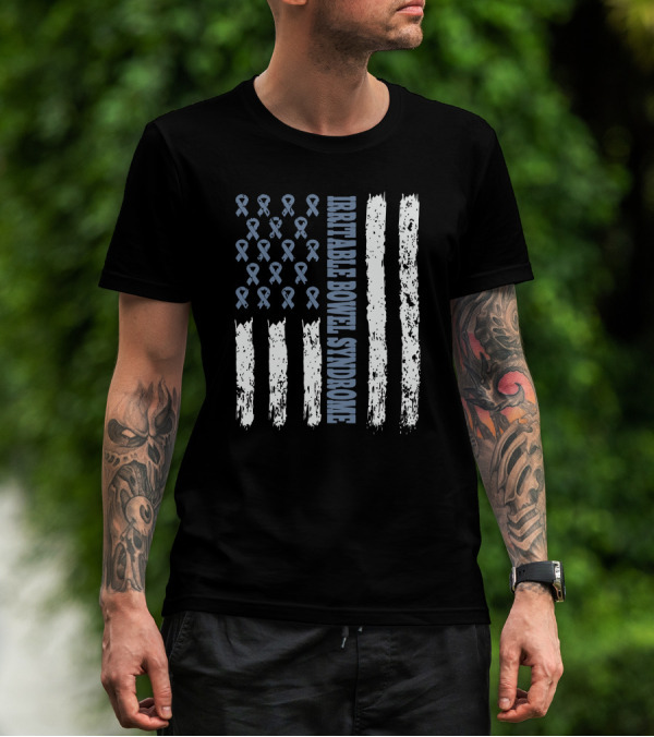 Irritable Bowel Syndrome Awareness Flag With Ribbons T-Shirt