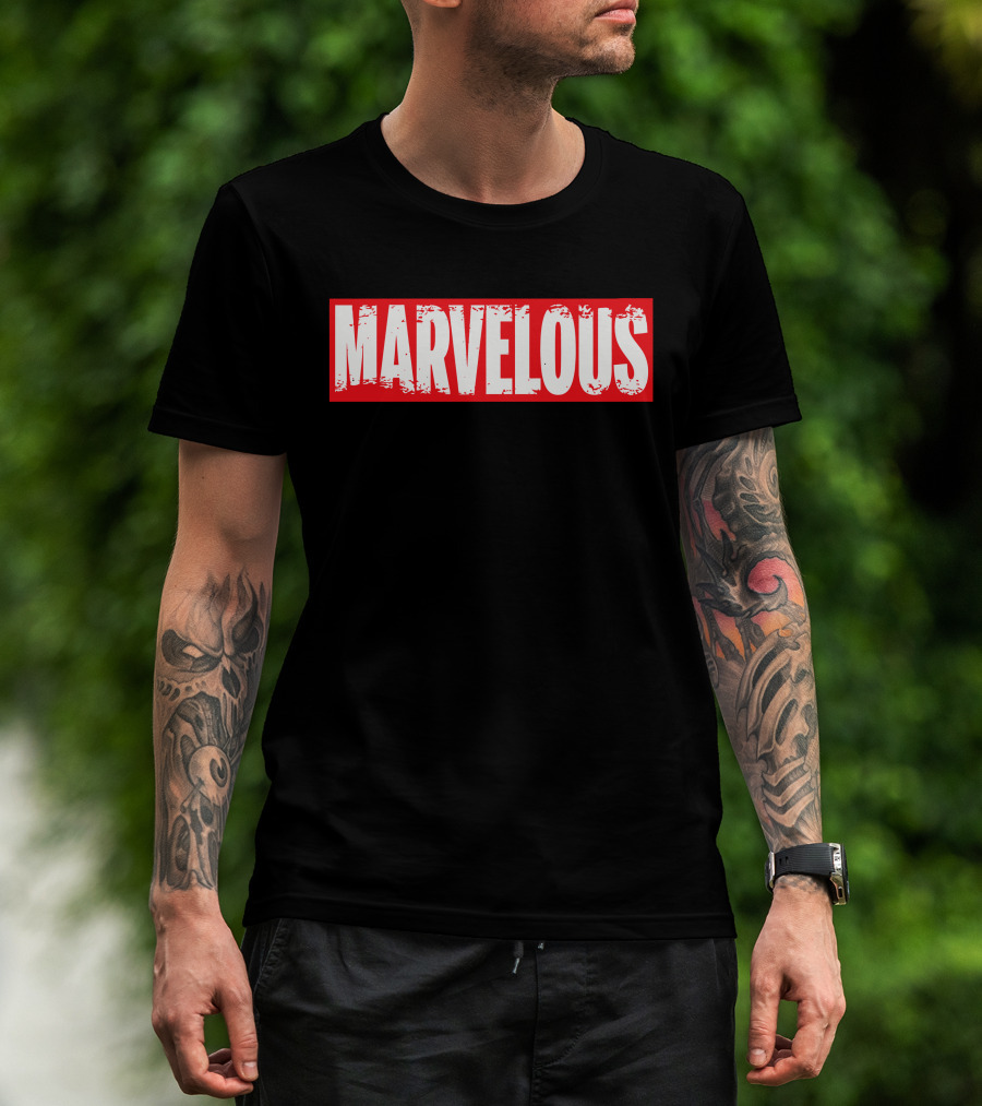 MARVELOUS Bold Red Block Lettering T-Shirt