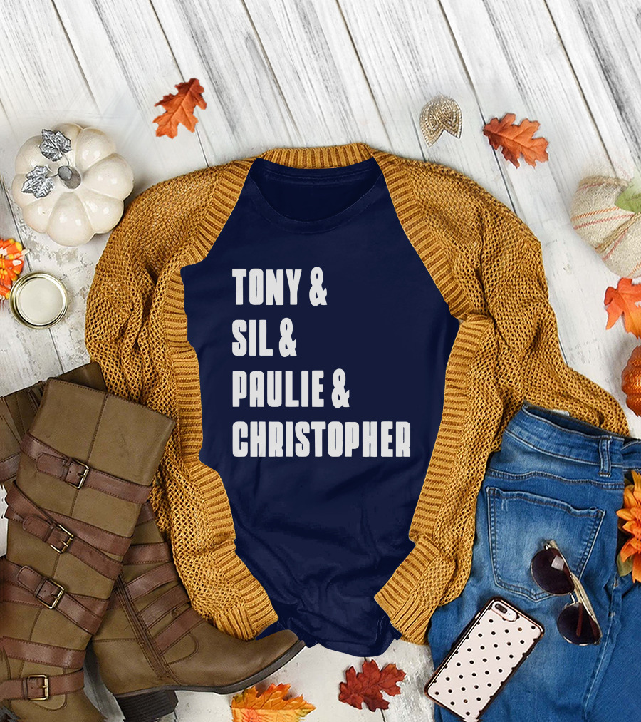 Tony and Sil and Paulie and Christopher Sopranos Characters T-Shirt