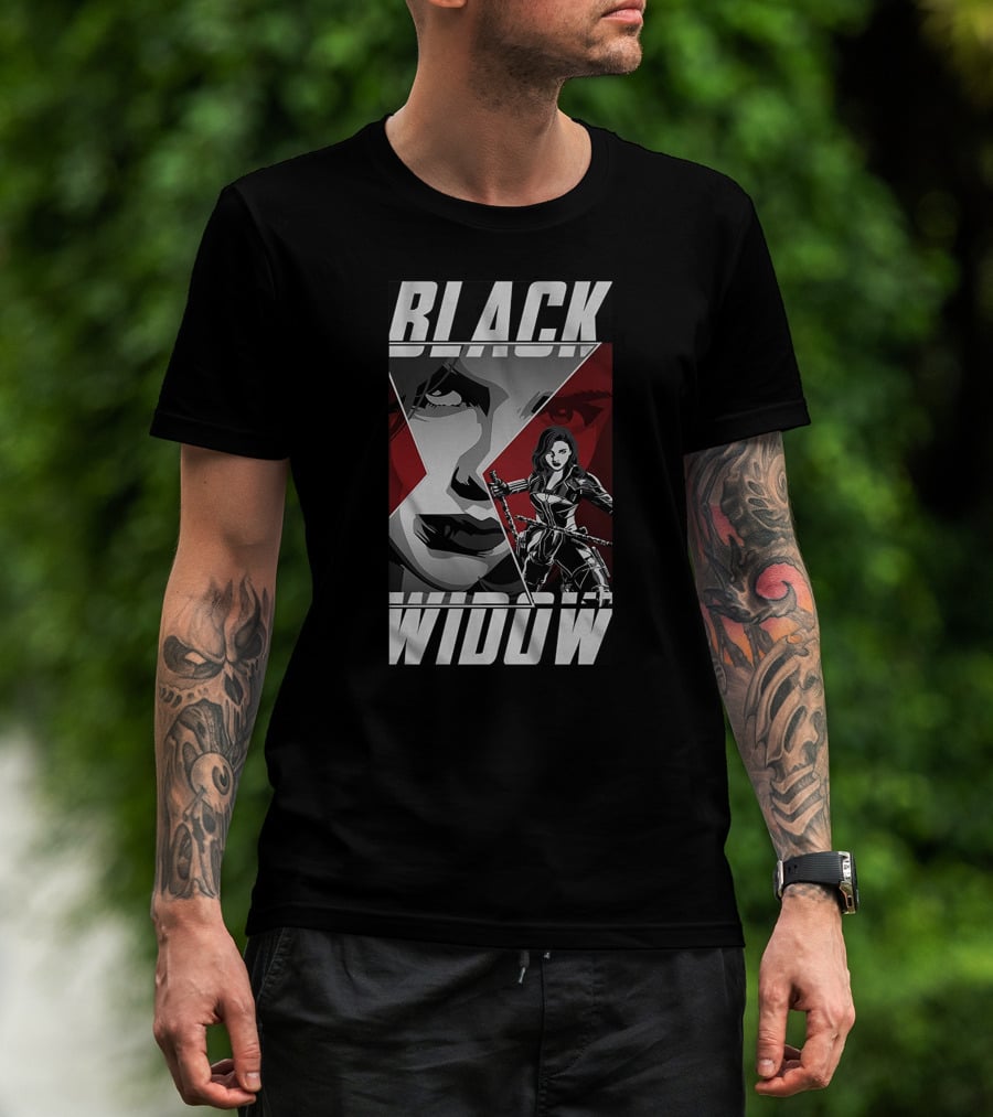 Black Widow Avengers Iconic Red And Silver Artistic T-Shirt