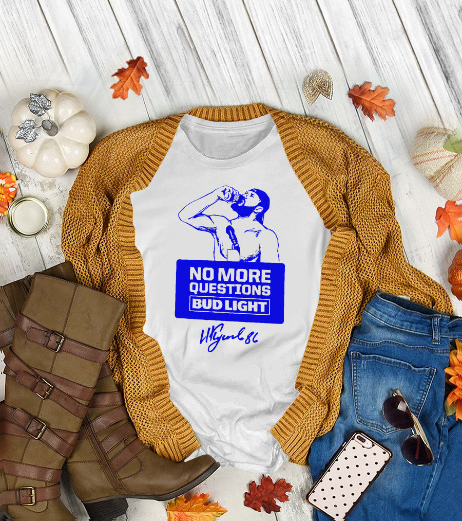Nikita Kucherov No More Questions Bud Light 86 Logo Blue T-Shirt