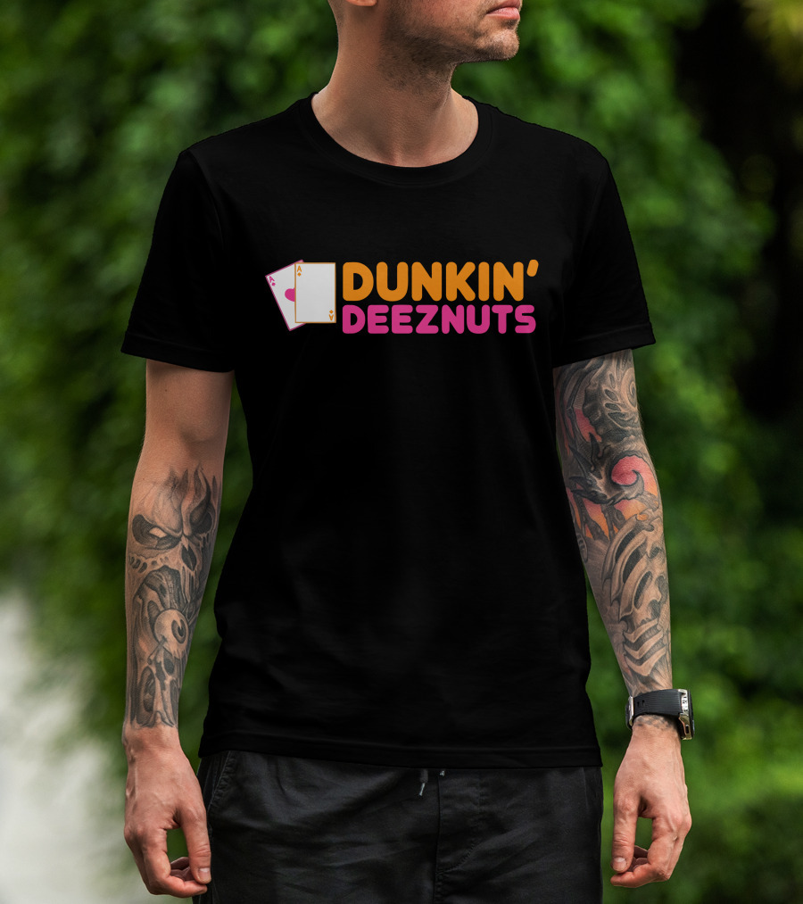 Dunkin Deez Nuts Pocket Aces Playing Cards Humor T-Shirt