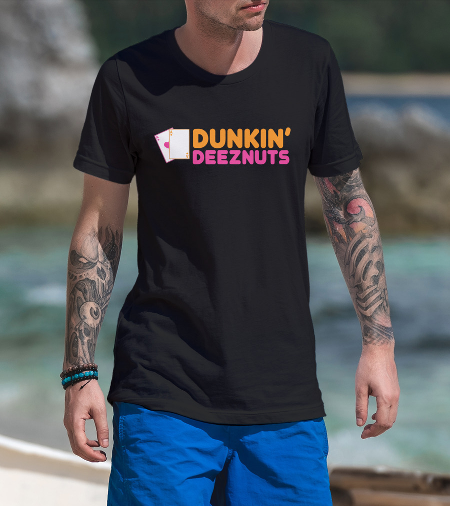 Dunkin Deez Nuts Pocket Aces Playing Cards Humor T-Shirt