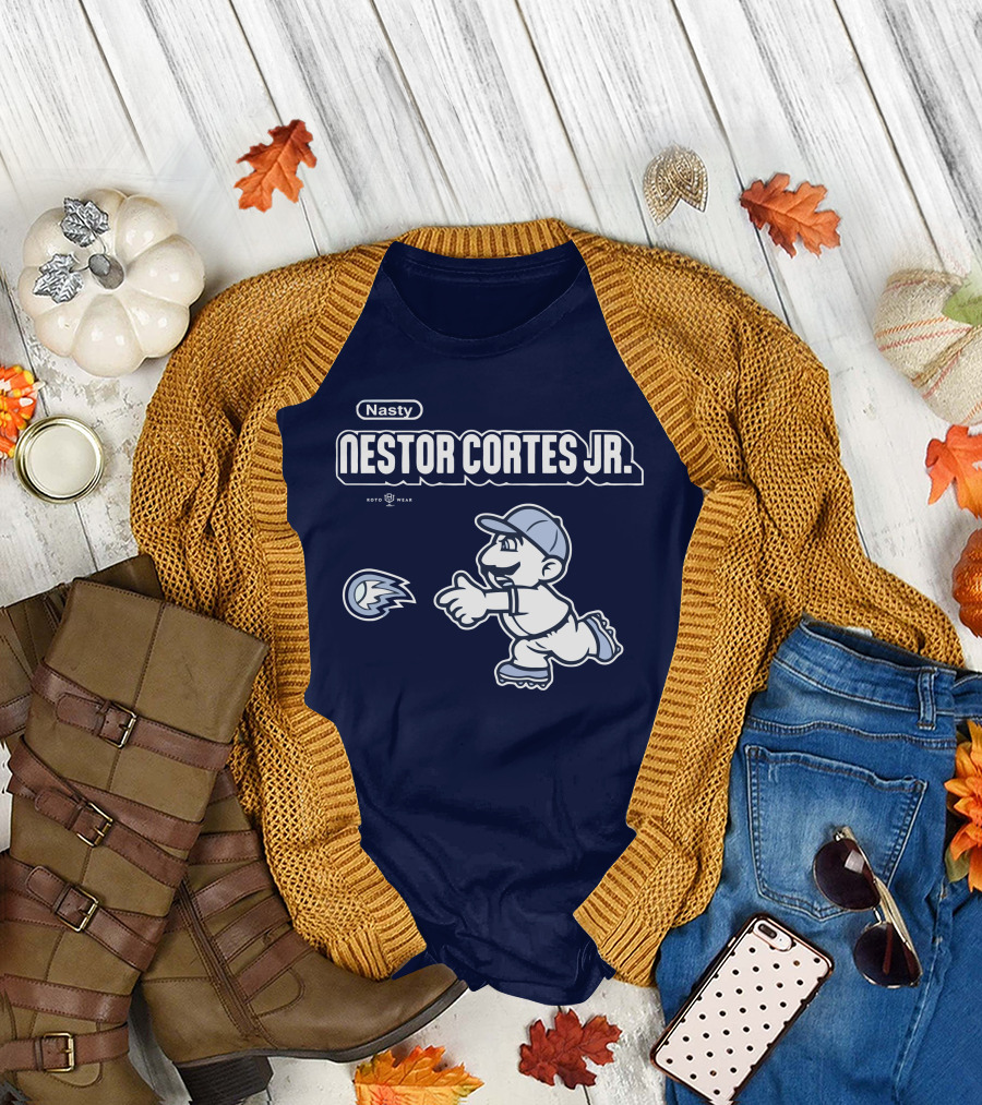 Nasty Nestor Cortes Jr. Cartoon Baseball New York Roto Wear T-Shirt