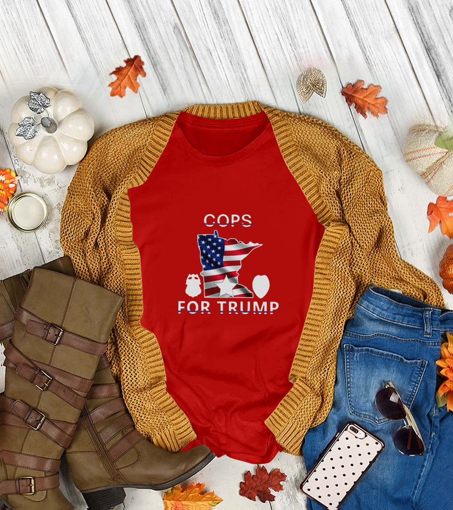 Cops for Trump Minnesota USA Flag Police Badge T-Shirt
