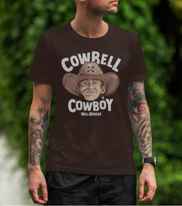 Mississippi State M State Cowbell Cowboy Will Rogers T-Shirt