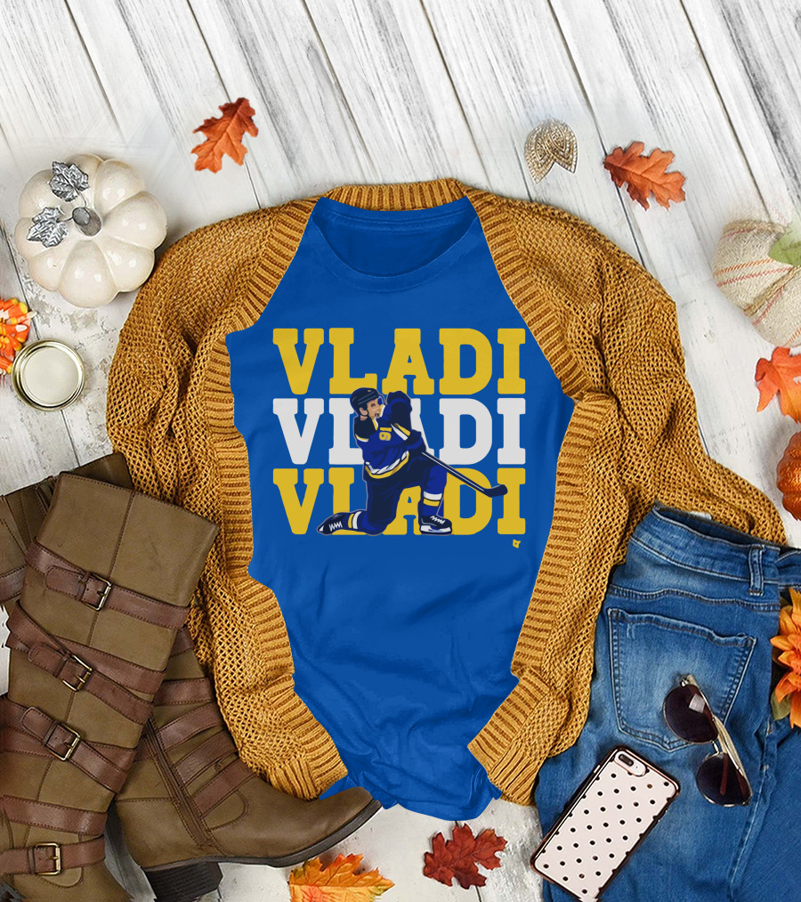 VLADI Chant Hockey Player in Blue and Yellow with Number 91 T-Shirt