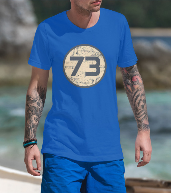 Big Bang Theory Sheldon Cooper 73 Vintage Distressed Blue Circle T-Shirt