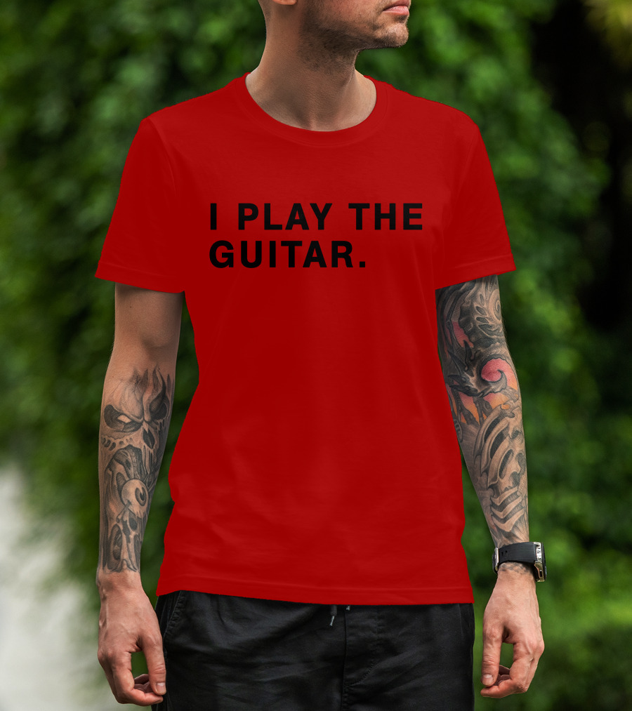 I Play The Guitar Bold Red T-Shirt